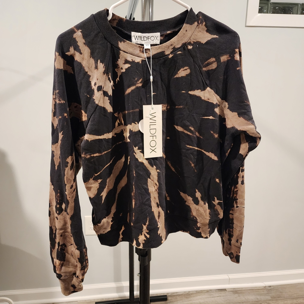 Wildfox Boneyard Wash Fiona Black and Tan Tie Dye Sweatshirt